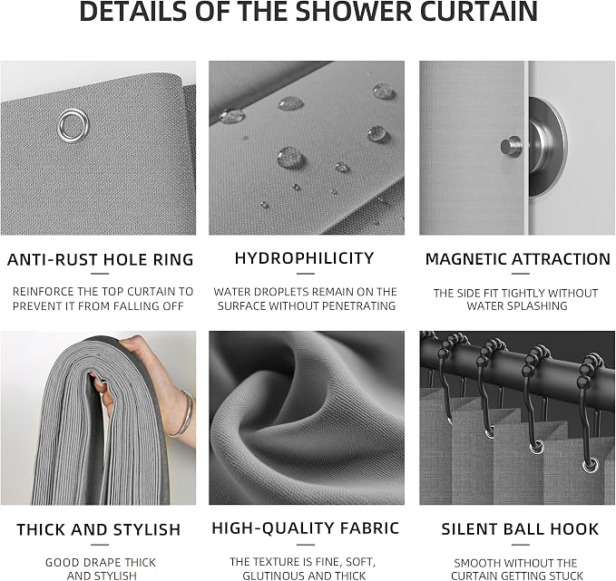 Bathroom Magnetic Folding Shower Curtain, Accordion-Style Shower Curtain - Image 7