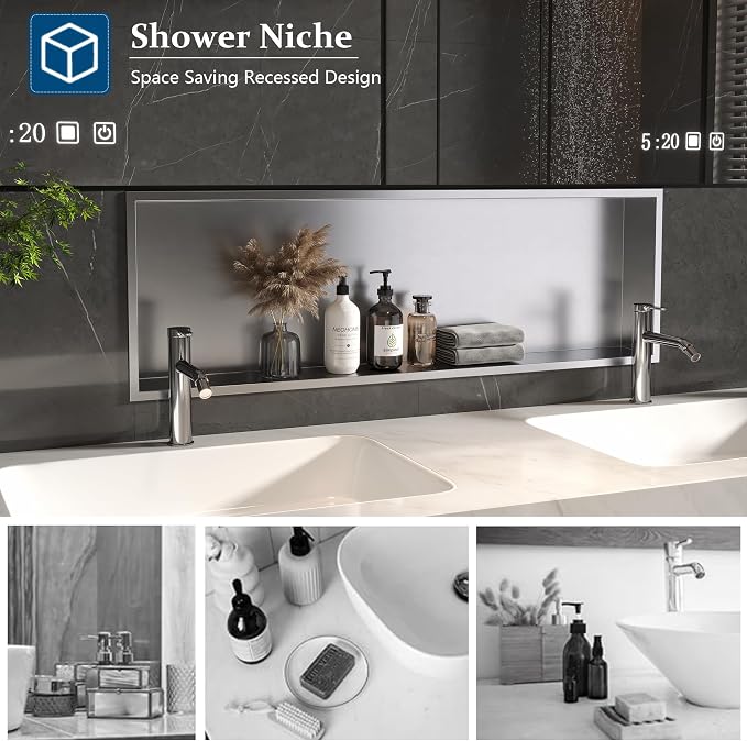 Neodrain No Tile Shower Niche, Shower Cabinet Bathroom Shelf, Inner Size 36" X - Image 5