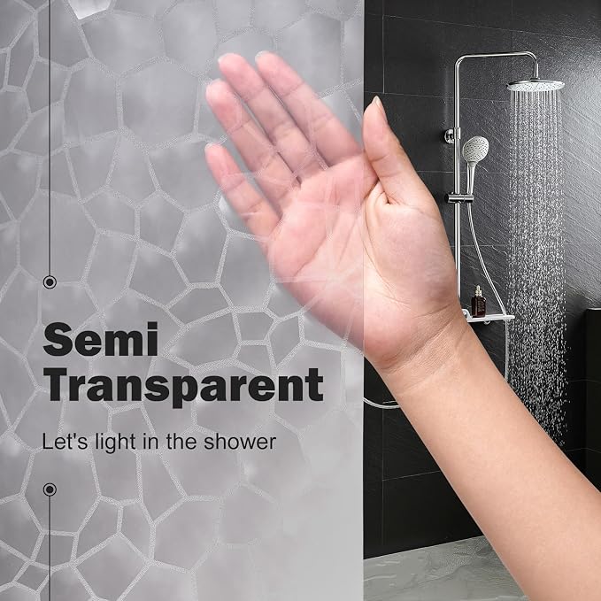 UFRIDAY Clear Shower Curtain Liner 72 x 72 inch, EVA 3D Cube Weighted Plastic - Image 2
