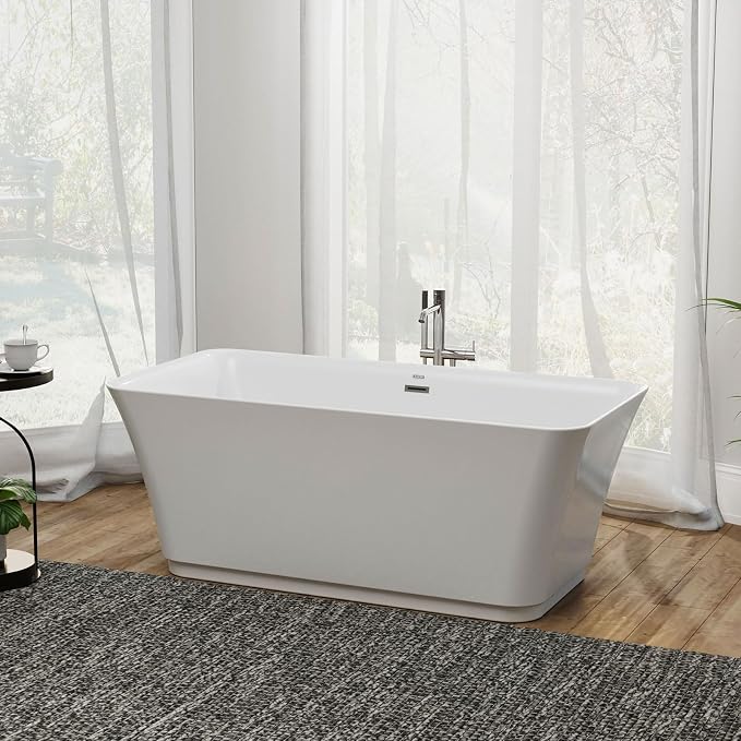 Empava 59" Luxury Freestanding Acrylic Soaking SPA Tub Modern Stand Alone - Image 2