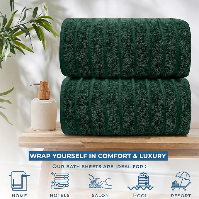 DAN RIVER Pack of 2 Bath Sheet 35x70 Inches, Ribbed Oversized Bath Towels Extra - Image 5