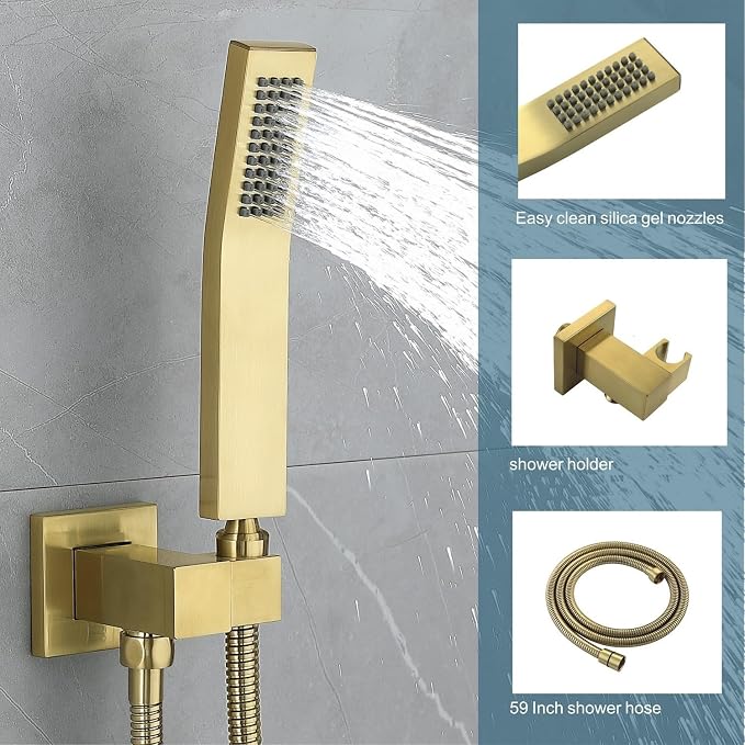 JOYWELL Bathroom Shower Faucets sets Complete Brushed Gold Bath tub Shower - Image 4