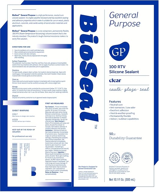 Clear BioSeal 100% Silicone Sealant Caulk General Purpose, Waterproof and Low - Image 3