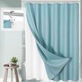 3 in 1 Shower Curtain Set, Teal Blue Waffle Shower Curtain and PEVA Liner Set by Unknown