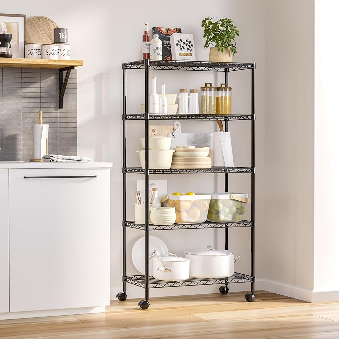 Seville Classics Solid Steel Wire Shelving Storage Unit Adjustable Shelves - Image 5