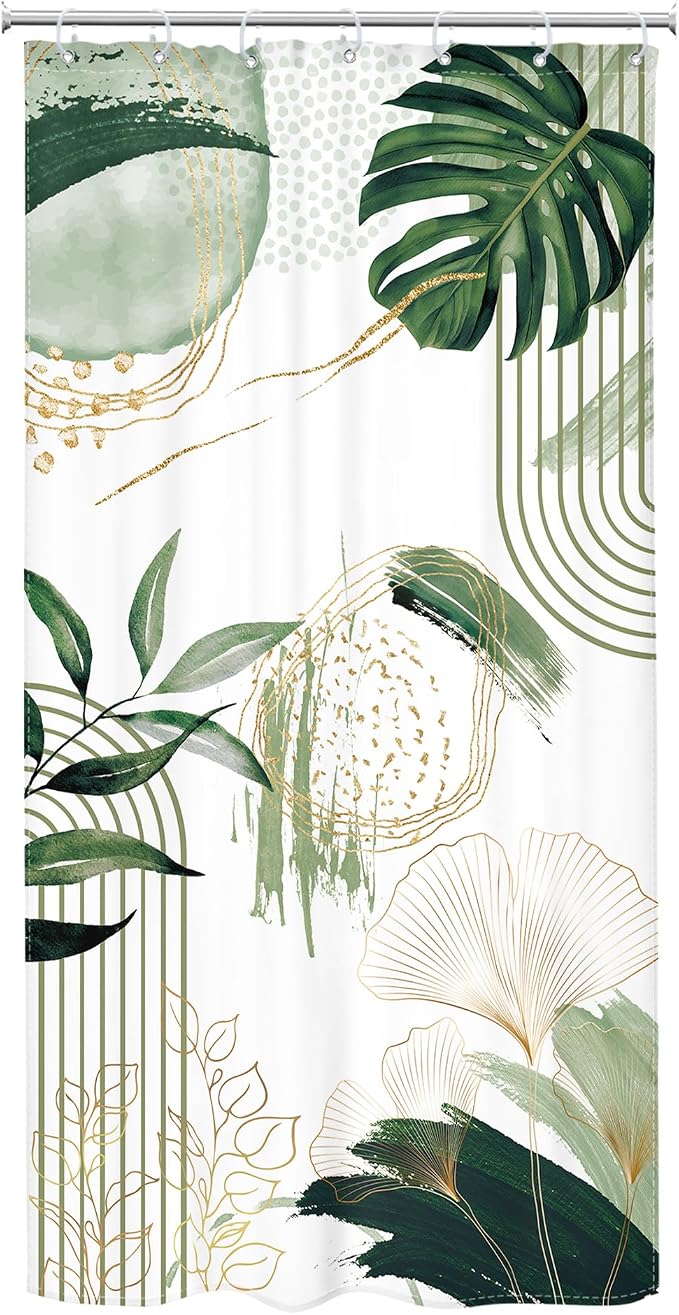 Small Stall Boho Shower Curtain 36Wx72H RV Sage Green Modern Mid Century - Image 7