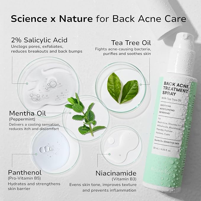 Back and Body Acne Treatment Spray: 2% Salicylic Acid & Tea Tree Oil Bacne Spray - Image 5