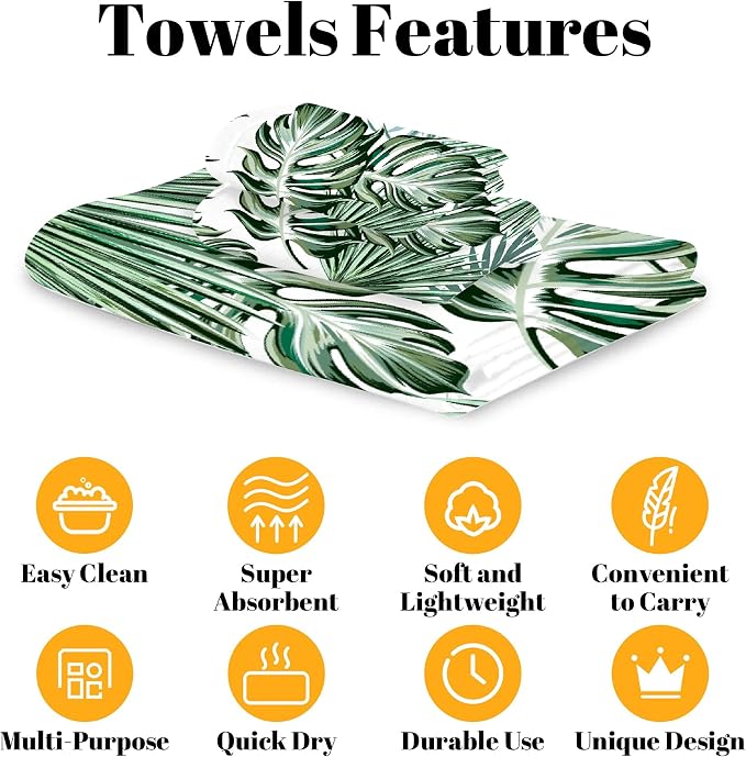 Deliciosa Palms Tropical Plants 3 Piece Towel Bathroom Sets, 1 Bath Towel - Image 4