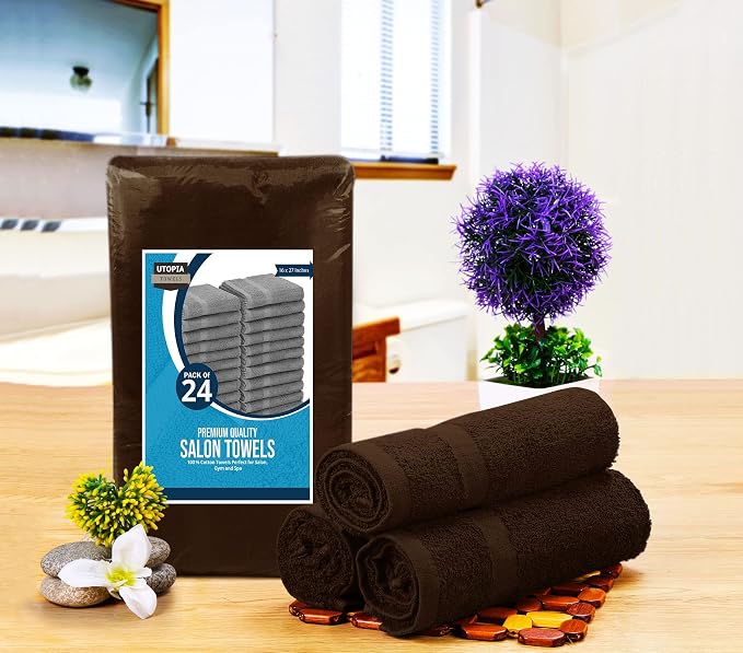 Utopia Towels Dark Brown Salon Towels, and Home Hair Care - Image 4