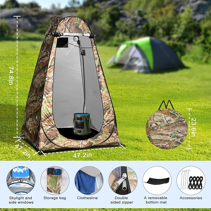 Portable Hot Shower for Camping, Pop Up Shower Tent, Rechargeable Camping Shower - Image 5