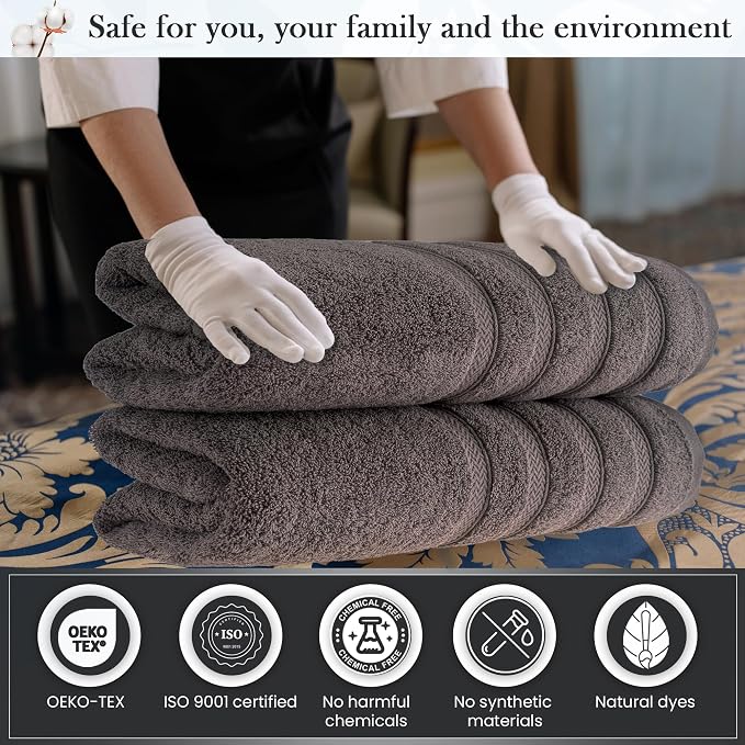 HALLEY Turkish 2 Pack Premium Bath Towels 650 GSM Highly Absorbent Super Soft - Image 6