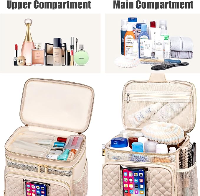 Large Leather Toiletry Bag for Women Men, Bathroom Bag, Water Resistant Shower - Image 6