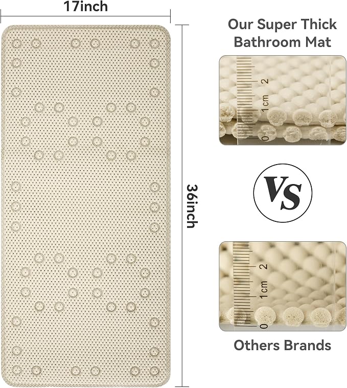 Double Layer Foam Non Slip Bathtub Mat 37x17in, More Comfortable and Thicker - Image 4