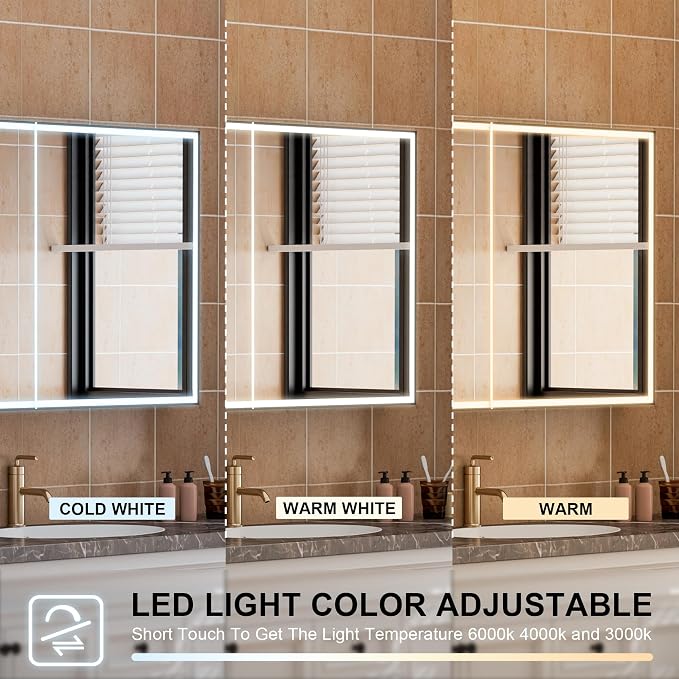 WELLFOR 48" X 30" LED Mirrored Medicine Cabinet, Medicine Cabinets - Image 6