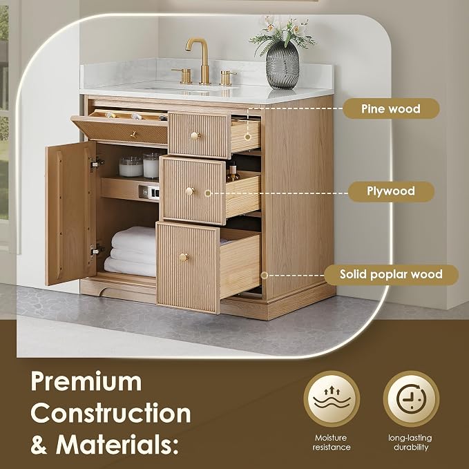 ALTAIR 36 Bathroom Vanity with Sink Mordern Freestanding Single Vanities - Image 5