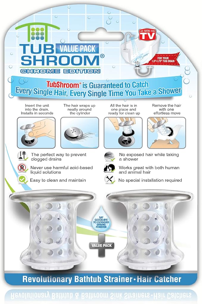 TubShroom Bathtub Drain Protector and Hair Catcher by TubShroom