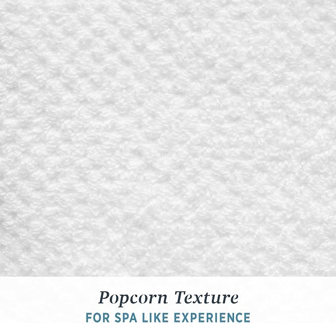 Welhome Franklin Premium 6 Pack Hand Towels Popcorn Textured White Bathroom - Image 6
