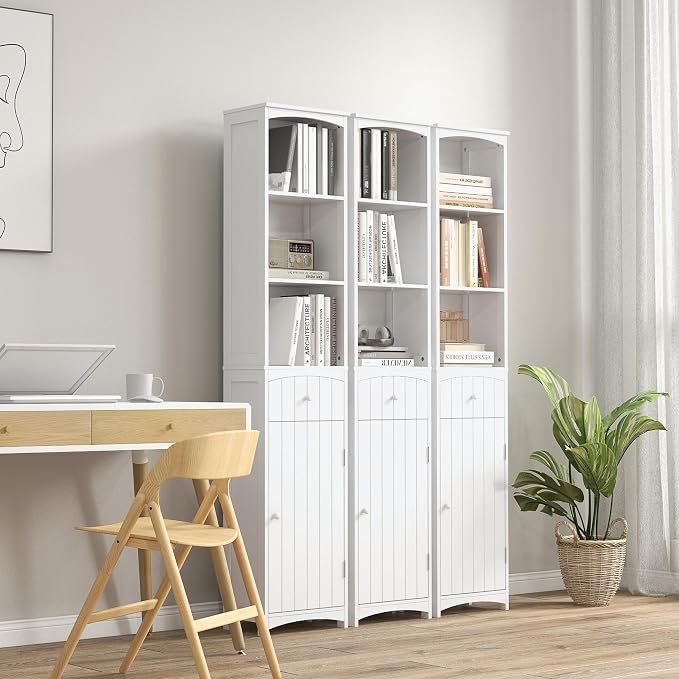 HOMCOM Bathroom Storage Cabinet, Free Standing Bathroom Storage Unit, Tall - Image 7