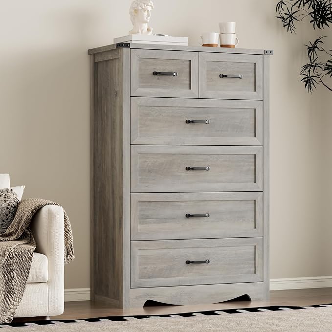 Tall 6-Drawer Dresser for Bedroom, Modern Wooden Chest of Drawers - Image 7