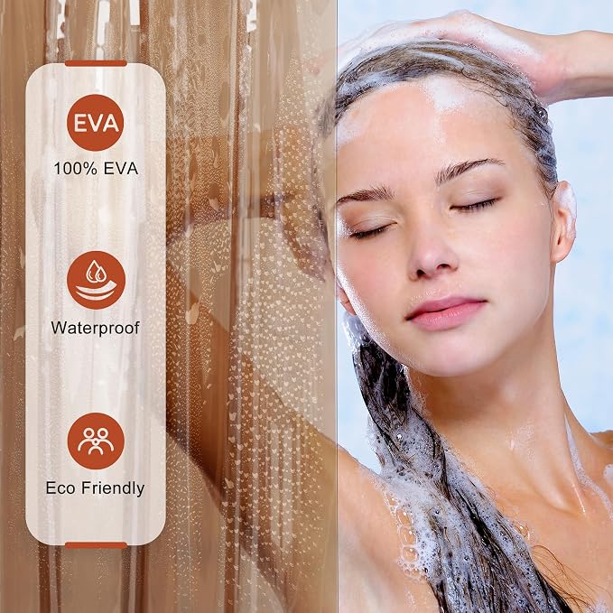AmazerBath Extra Long Shower Curtain Liner, 100% EVA Clear Amber Heavy Duty 84 - Image 6