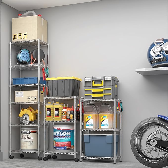 6 Tier Storage Racks Shelving, Heavy Steel Pantry Shelves, Adjustable Wire - Image 9