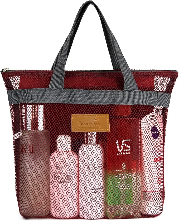 Mesh Shower Caddy Bag Portable Hanging Toiletry and Bath Organizer by TOPASION