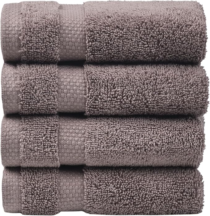 SOFE H&L | Olea Luxury Turkish Cotton Bath Towels Set of 4 : 4 Wash Cloths by SOFEHomeLiving