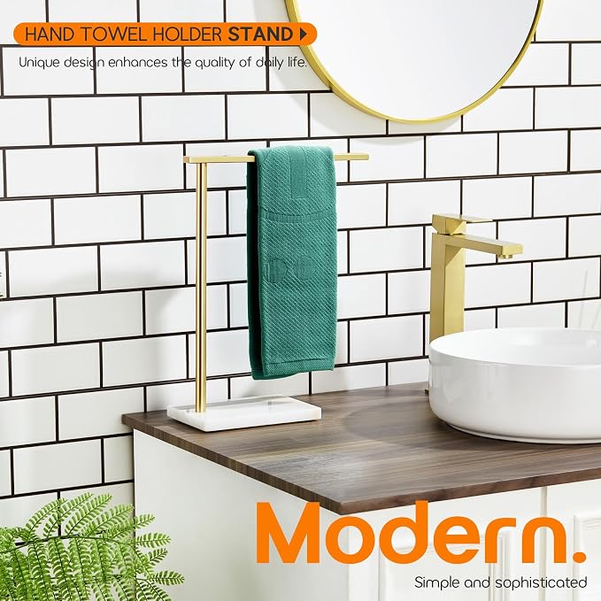 Hand Towel Bar for Bathroom Vanity Countertop 1-Tier Towel Holder Free Stand - Image 4