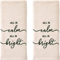 SKL Home Christmas/Winter All is Calm 100% Cotton Embroidered 2pc Hand Towel Set by SKLHomebySaturdayKnightLtd