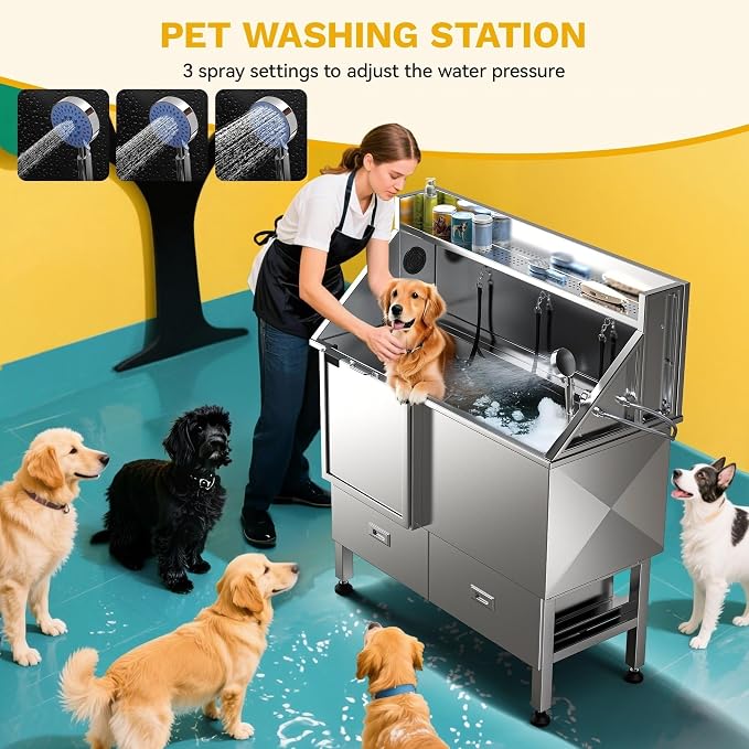 DWVO Professional 50in Dog Bathing Station, Stainless Steel 304 Pet Grooming - Image 4