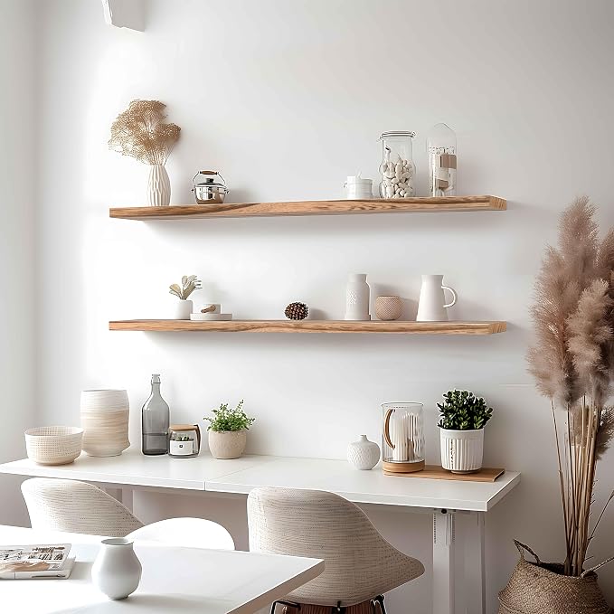 48 Inch Floating Shelves for Wall Rustic Light Wood Wall Shelves for Bedroom - Image 2
