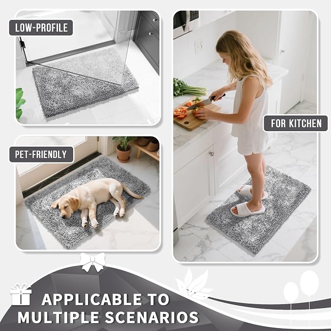 Yimobra Chenille Bathroom Rugs Non Slip, Extra Thick Soft Absorbent Bath Rug - Image 7