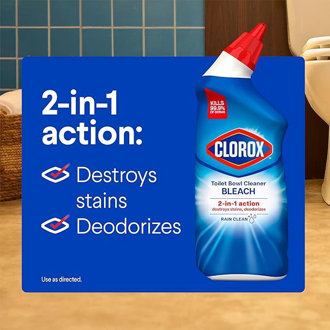 Clorox Toilet Bowl Cleaner Bleach, Rain Clean, 24 Fluid Ounces - Image 2