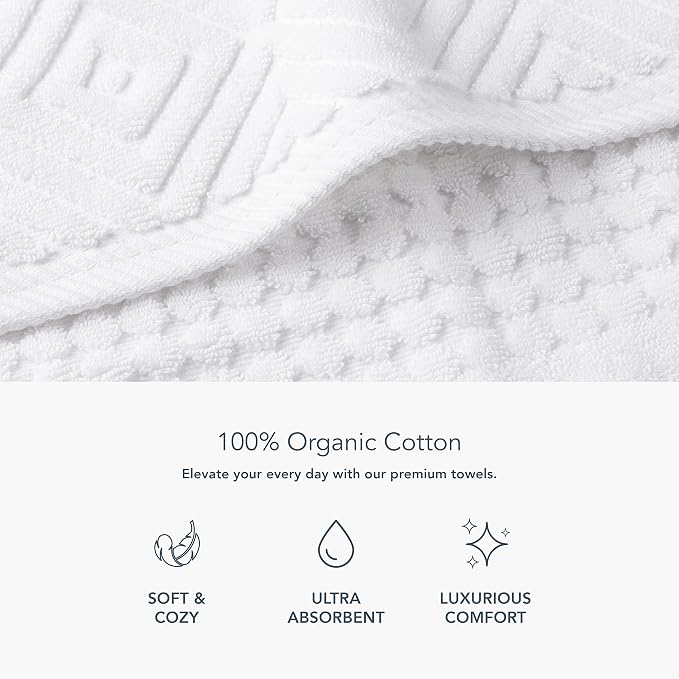 Texere 100% Organic Cotton Diamond Jacquard 700 GSM Luxury Bath Towel Sets - Image 3
