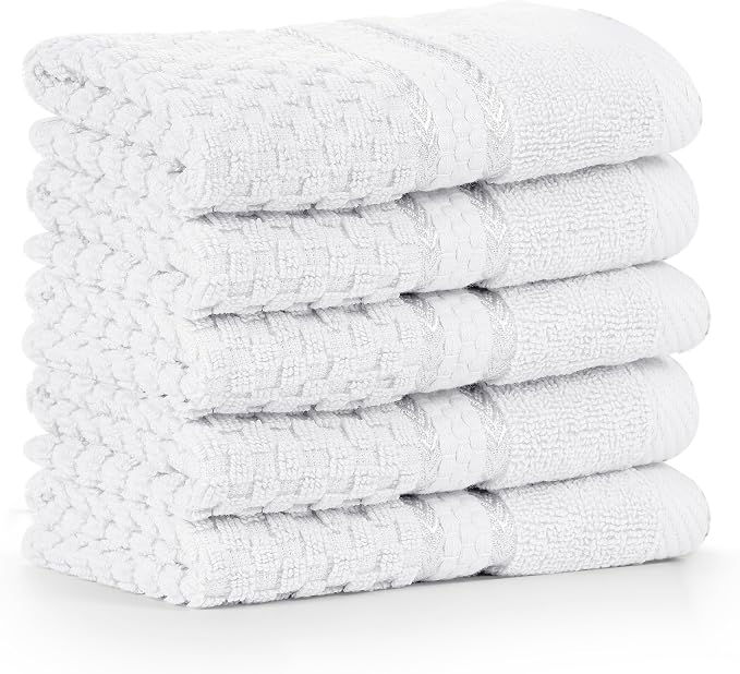 Ample Decor Christmas White Wash Cloth Set of 5 100% Cotton - Image 7