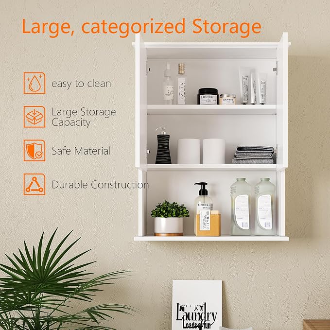 Bathroom Wall Cabinet, Over The Toilet Storage Cabinet, 23x29 Inch Medicine - Image 4