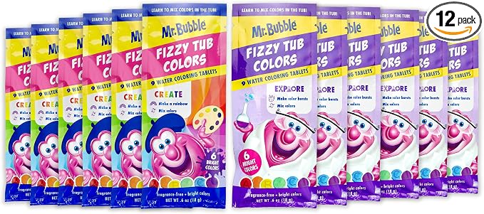 Mr. Bubble Fizzy Tub Colors Bath Water Coloring Tabelets, 6 Bright Colors by MrBubble