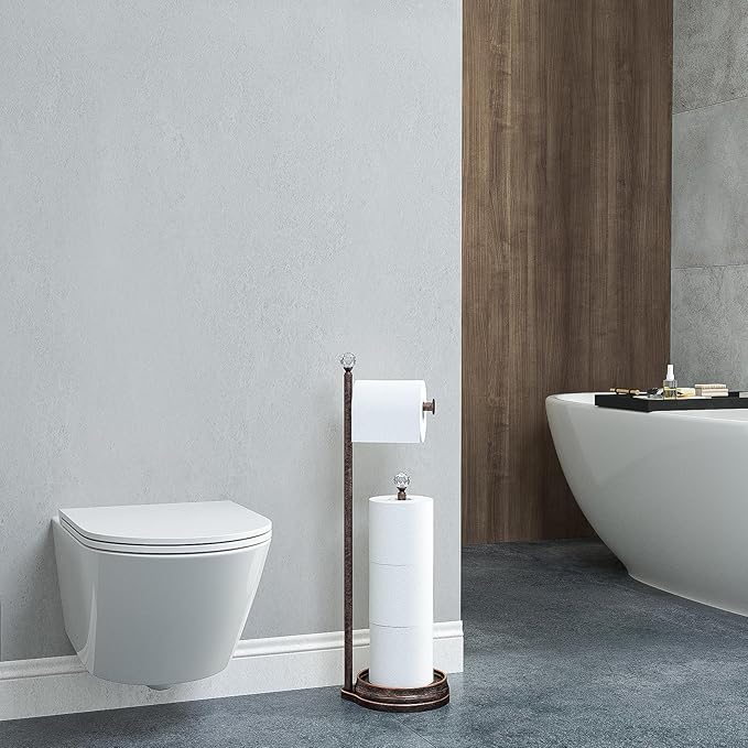 Toilet Paper Holder for Bathroom, Heavy Weighted Metal Free Standing Toilet - Image 5