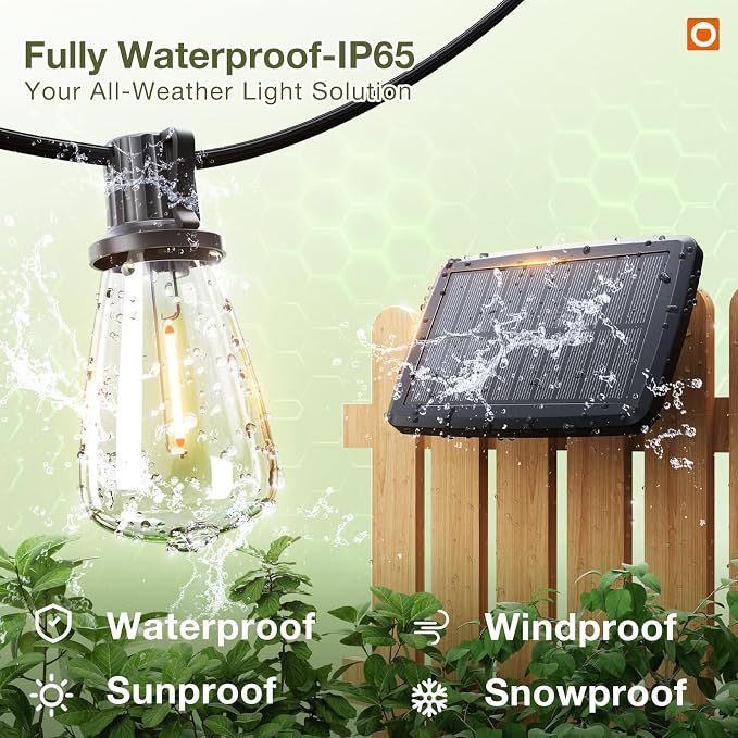 addlon 54 FT Solar String Lights Waterproof, Patio Lights Solar Powered - Image 2
