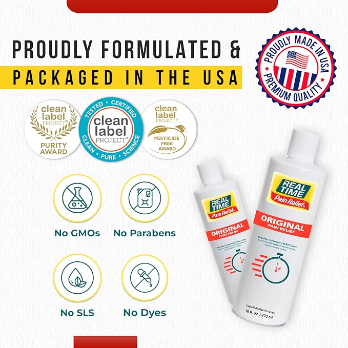Real Time Pain Relief Cream 16oz Bottle | 17 Natural Ingredients: 1.25% Menthol - Image 6