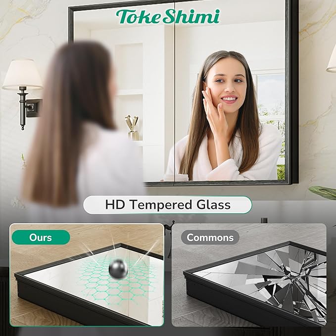 TokeShimi 14 x 18 Recessed Medicine Cabinet, Assembly Required, Stepless - Image 9