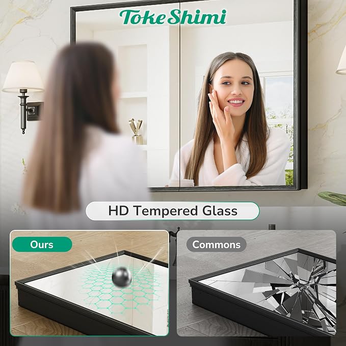TokeShimi 24 x 32 Black Medicine Cabinet - Image 8
