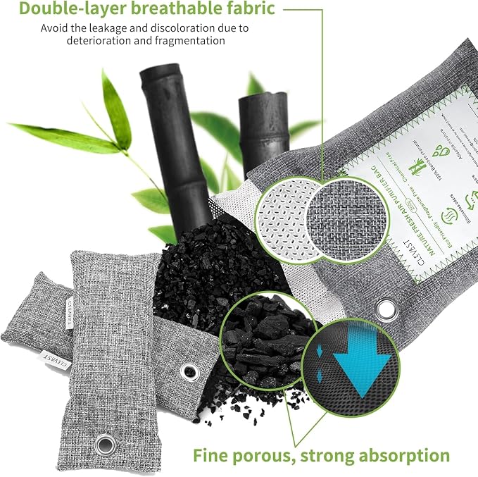 CLEVAST 14 Pack Activated Bamboo Charcoal Air Purifying Bags, Natural Fresh - Image 2
