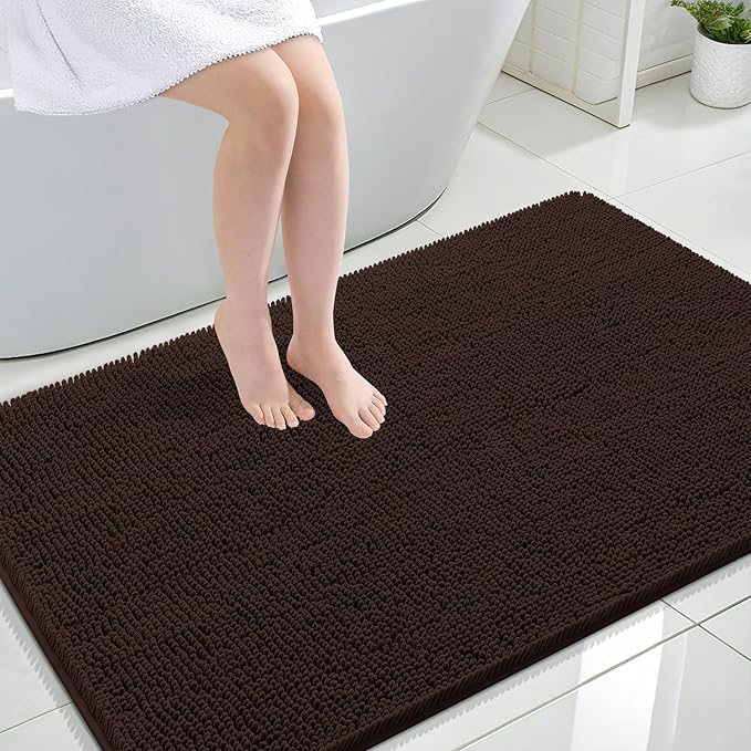 OLANLY Bathroom Rugs 47x32, Extra Soft Absorbent Chenille Bath Rugs, Rubber by OLANLY