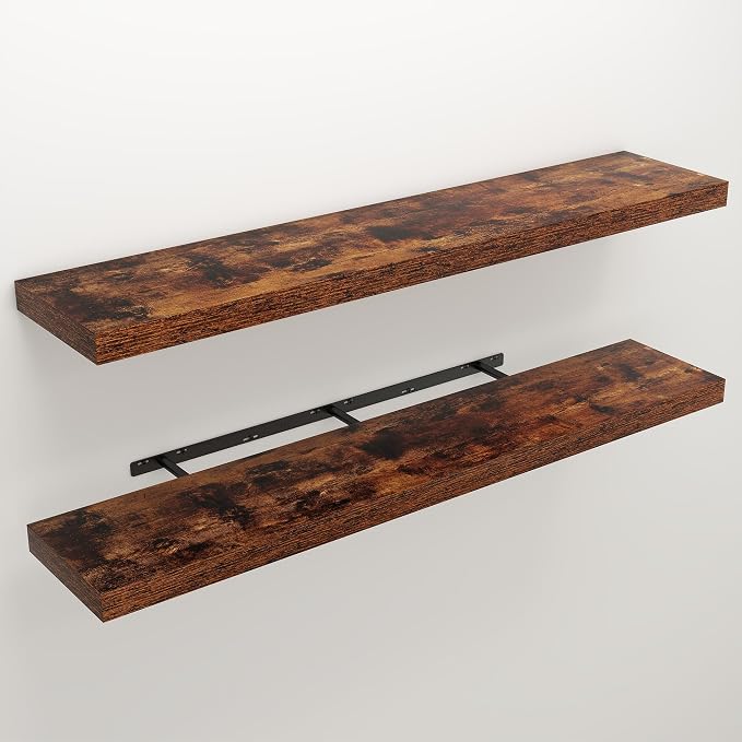 Floating Shelves for Wall, 9.3" Deep Wall Mounted Wood Shelves for Bathroom - Image 3