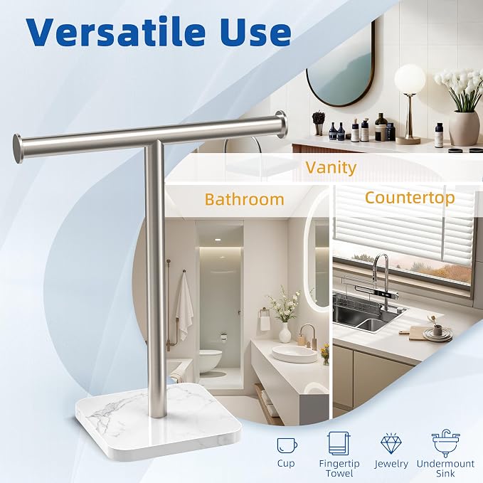 RUACQ Hand Towel Holder, T-Shape Free Standing Hand Towel Holder Stand - Image 6
