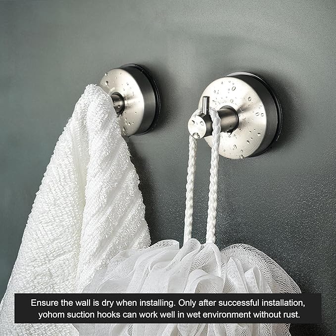 YOHOM Stainless Steel Vacuum Suction Cup Bathroom Shower Holders - Image 3