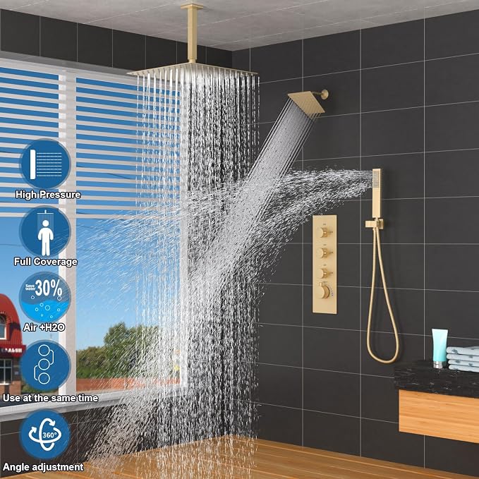 Enga Thermostatic Dual Head Shower System, Shower Faucet Set - Image 2