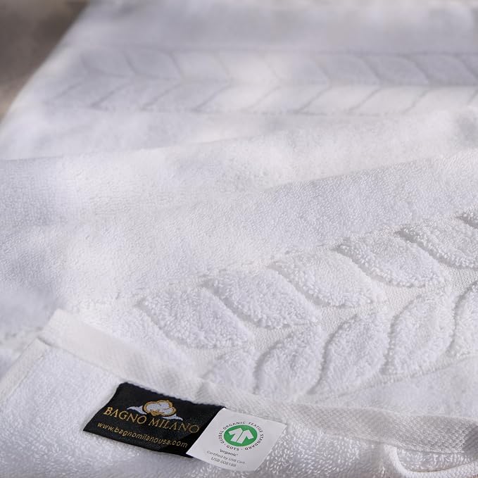 BAGNO MILANO Organic Turkish Cotton Bath Towels, Luxury Jacquard Collection - Image 3