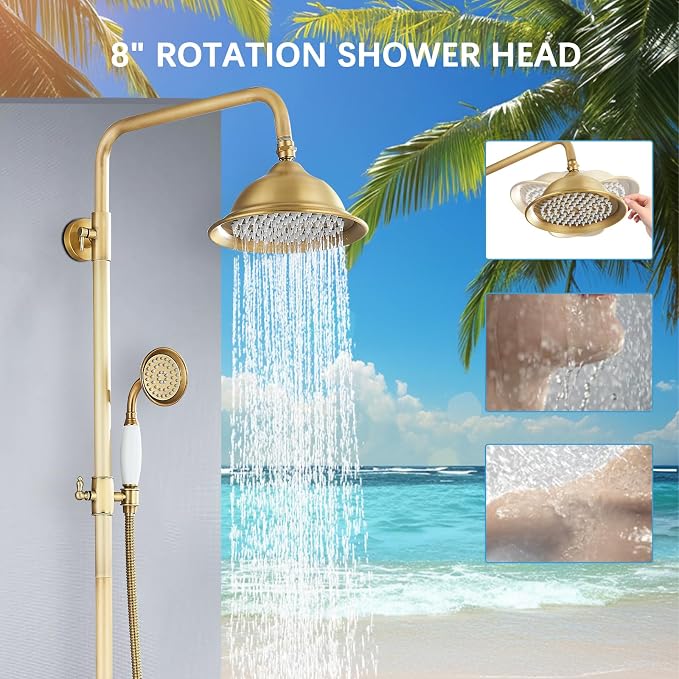 Antique Brass Shower System Bathroom Shower Faucet Set - Image 3